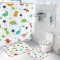 4-Pcs Cartoon Dinosaur Shower Curtain Set With Non-Slip Rugs Toilet Lid Cover And Bath- $45.51 MSRP