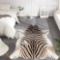 inchan Zebra Print Area Rug Faux Skin Cowhide Animal Design Mat Safari Rug 4'3