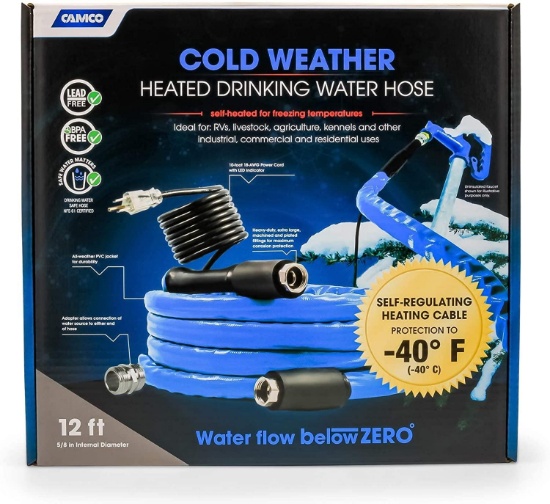 Camco 12ft Cold Weather Heated Drinking Water Hose (014717229203) - $110.83 MSRP