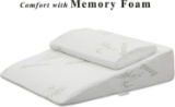 InteVision Foam Bed Wedge Pillow Headrest Pillow in ONE Package - Memory Foam Top