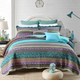 NEWLAKE Striped Jacquard Style Cotton Patchwork Bedspread Quilt Sets
