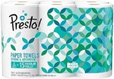 Amazon Brand - Presto! Flex-a-Size Paper Towels, Huge Roll, 6 Count = 15 Regular Rolls $14.99 MSRP