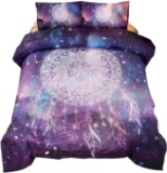 Meeting Story 3Pcs Galaxy Dream Catcher Mandala Bohemian Quilt Bedding Comforter Set