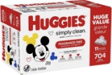 Huggies Simply Clean Unscented Baby Wipes, 11 Flip-Top Packs (704 Wipes Total)