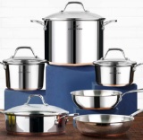 Homi Chef 10-Piece Nickel Free Stainless Steel Cookware Set Copper Band (B07BS646K9)