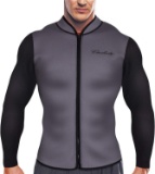 CtriLady Men's Neoprene Wetsuit Jacket With Front Zipper And Long Sleeves For Swimming, Snorkeling,