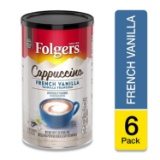 Folgers Cappuccino French Vanilla Instant Coffee Beverage Mix, 16 Ounces (Pack Of 6)