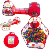 Playz 5-Piece Kids Play Tents Crawl Tunnels and Ball Pit Popup Bounce Playhouse Tent