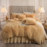 XIYU Luxury Plush Shaggy Duvet Cover Set Ultra Soft Crystal Velvet Bedding (Queen, Camel)-$81.99MSRP