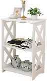 Rerii End Table, Side Table 2 Tier, Simple Bedside Nightstand, 2 Shelf White - $38.99 MSRP