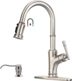 APPASO Pull Down Kitchen Faucet With Magnetic Docking Sprayer Stainless Steel Brushed Nickel, Single