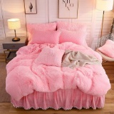 LIFEREVO Luxury Plush Shaggy Duvet Cover Set (1 Faux Fur Duvet Cover + 2 Pompoms- $89.99 MSRP