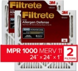 3M Filtrete 24x24x1, AC Furnace Air Filter, MPR 1000, Micro Allergen Defense, 2-Pack- $28.70 MSRP