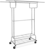 Simple Trending Double Rail Clothes Garment Rack, Heavy Duty Commercial Grade Clothing- $69.97 MSRP