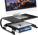Monitor Stand Riser With Vented Metal Base, 2 Tier Desk Organizer Stand For Laptop- $21.99 MSRP
