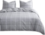 Wake In Cloud - Grid Comforter Set, 100% Cotton Fabric With Soft Microfiber Fill- $49.69 MSRP