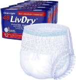 LivDry Overnight Protective Underwear XX-L Size (12 Count Pack of 4) $78.99 MSRP