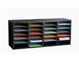 AdirOffice Wooden Literature Organizer Sorter (24 Compartment, Black)
