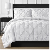 Double Needle Durable Stitching Comfy Bedding 3-piece Pinch Pleat Comforter Set All Season Pintuck