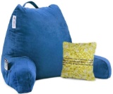 Vekkia Reading and Bed Rest Pillow with Support Arms, Pockets, Memory Foam. Perfect Back Support Cus