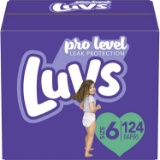 Diapers Size 6, 124 Count - Luvs Ultra Leakguards Disposable Baby Diapers, ONE MONTH SUPPLY
