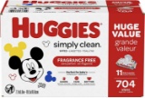 Huggies Simply Clean Unscented Baby Wipes, 11 Flip-Top Packs (704 Wipes Total) - $25.38 MSRP