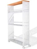 Boeray 3 Tier Slim Rolling Storage Cart Metal Mobile Shelving Unit Slide Out Storage Tower with Lock