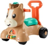 Fisher-Price GJW90 Walk Bounce and Ride Pony, Infant to Toddler Musical Walker and Ride-on Toy
