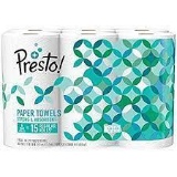 Amazon Brand - Presto! Flex-A-Size Paper Towels, Huge Roll, 6 Count = 15 Regular Rolls