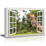 Canvas Print Wall Art - A Curious Giraffe Sticking Its Head into an Open Window - Wall Decor