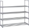 JEROAL 4-Tier Shoe Rack Shoe Tower Shelf Cabinet Stackable Entryway 20 Pairs Shoe Storage Unit, Grey