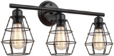 KOONTING 3-Light Industrial Bathroom Vanity Light, Metal Wire Cage Wall Sconce