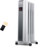 Space Heater, 1500W Oil Filled Radiator Heaters Indoor Portable Electric with Remote, Built-in 24-Hr