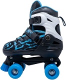 WiiSHAM Fun Roll Adjustable Roller Skates with Four Piles ( Blue Black, Small) - $46.99 MSRP