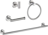 4 Pieces Bathroom Hardware Set-Towel Hooks, Hand Towel Holder/Towel Ring, Toilet Paper Holder