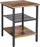 BEEWOOT End Table, Metal Frame and Easy Assembly,Rustic Brown, $43.99