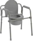 Drive Medical 11148-1 Steel Folding Bedside Commode, Grey, Bariatric - $32.29 MSRP