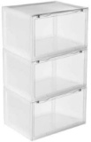 AJY Storage Boxes, Pack of 3 Stackable, Shoe Organizer