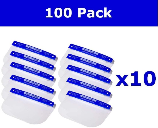 100 Pack of Protective Face Shields
