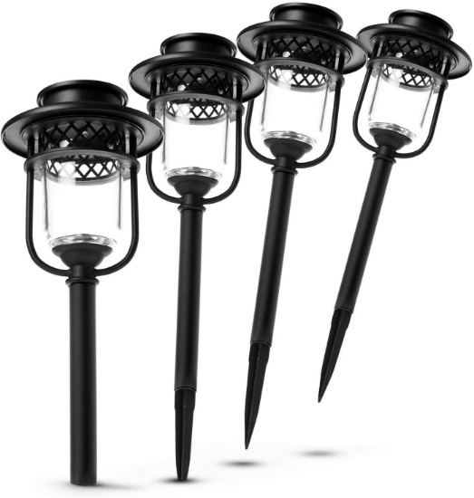 Home Zone Security Pathway & Garden Solar Glass Lights Stainless Steel (4-Set), $34.99