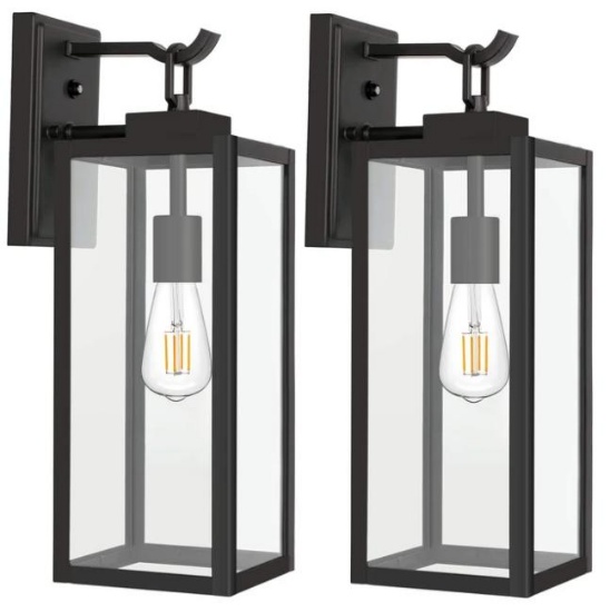 Hykolity Outdoor Wall Lantern with Dusk to Dawn Photocell, 2 Pack MSRP ($):...$69.99