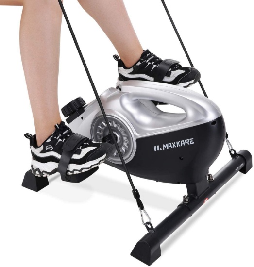 Under Desk Bike Pedal Exerciser 2 in 1 Stationary Magnetic Exercise Bike with LCD Monitor