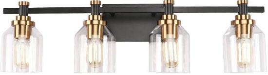 Create for Life 4-Light Bathroom Vanity Light,Industrial Wall Sconce Bathroom Lighting, Matte Black