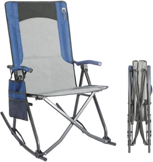 PORTAL Oversized Quad Folding Camping Chair High Back Hard Armrest Storage Pockets Carry Bag Include