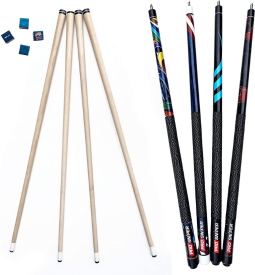 ProSniper Pool Cues | Set of 4 Pool Cue Sticks Made of Canadian Maple Wood $86.99 MSRP