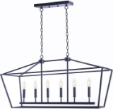 Homenovo Lighting Marden 6-Light Island Chandelier, Matte Black