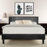 Zinus Jade Faux Leather Upholstered Platform Bed / Mattress Foundation, Black, Queen