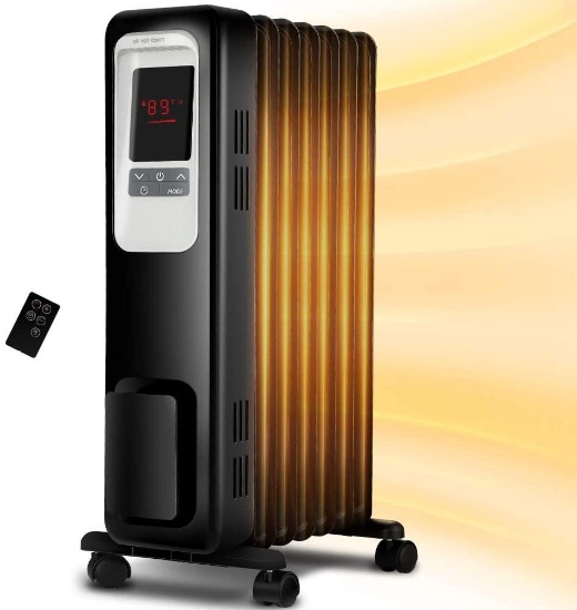 Space Heater, Aireplus Oil Filled Radiator Electric Heater With Digital Thermostat - $55.64 MSRP