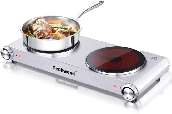 Techwood 1800W Electric Hot Plate, Countertop Stove Double Burner for Cooking $83.98 MSRP