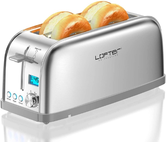 LOFTER 4 Slice Toaster, Long Slot Toasters Best Rated Prime, Stainless Steel $59.99 MSRP